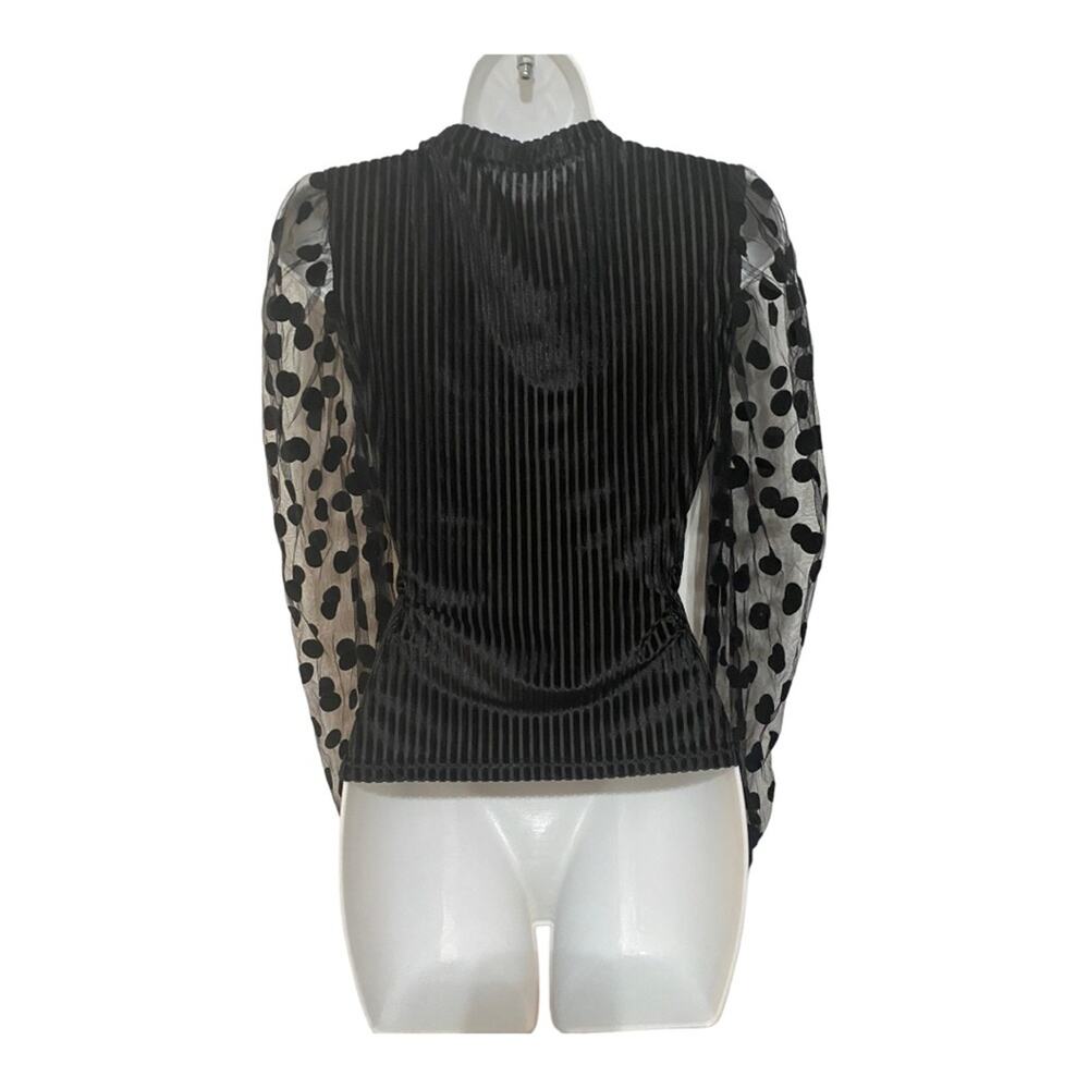Shein Solid Swiss Dot Bishop Sleeve Blouse Size Small - Picture 6 of 10